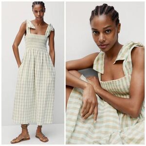 Mango Vichy Check Plaid Dress New
